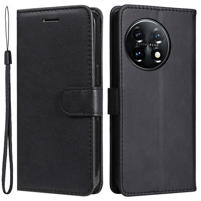 KT Leather Series-2 For OnePlus 11 5G Flip Stand Phone Cover PU Leather Solid Color Wallet Case