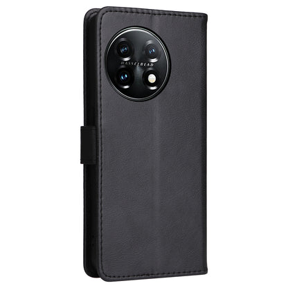 KT Leather Series-2 For OnePlus 11 5G Flip Stand Phone Cover PU Leather Solid Color Wallet Case