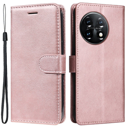 KT Leather Series-2 For OnePlus 11 5G Flip Stand Phone Cover PU Leather Solid Color Wallet Case