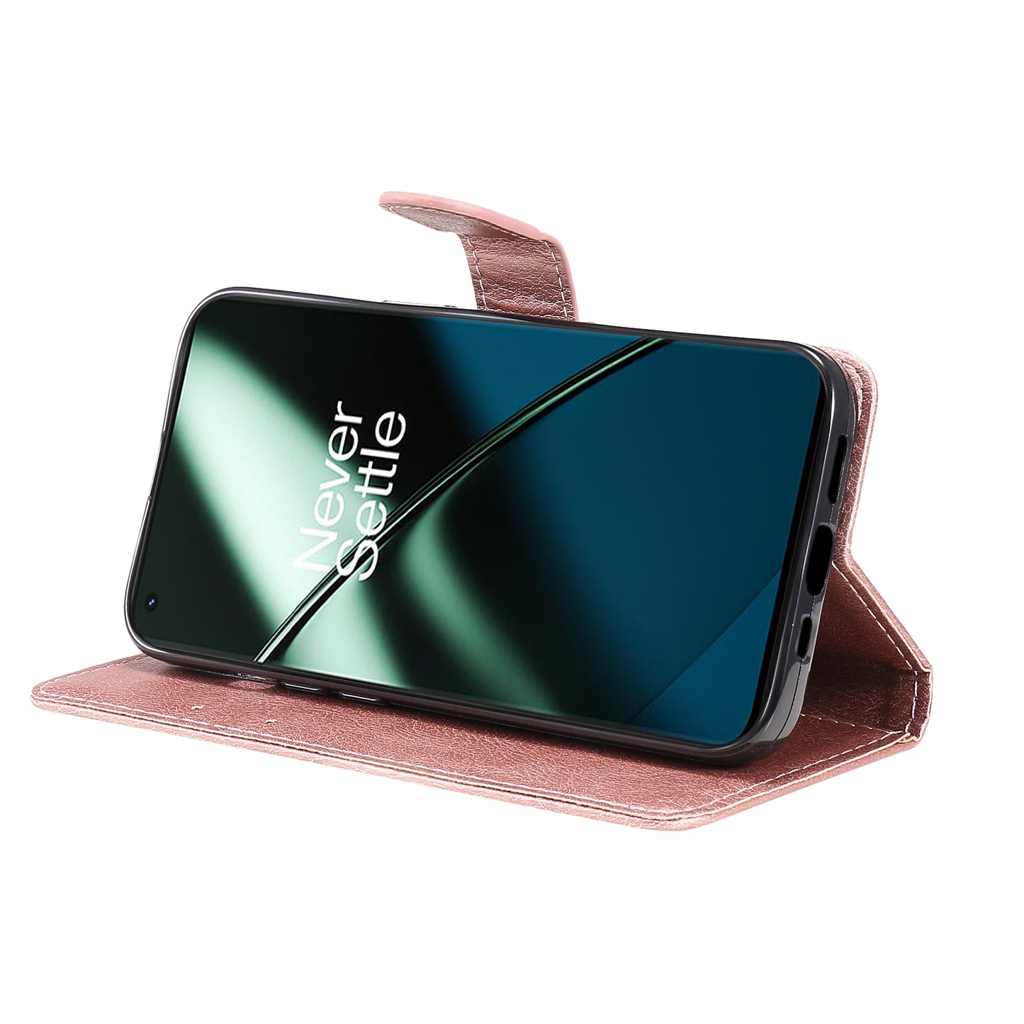 KT Leather Series-2 For OnePlus 11 5G Flip Stand Phone Cover PU Leather Solid Color Wallet Case