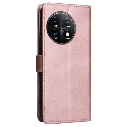 KT Leather Series-2 For OnePlus 11 5G Flip Stand Phone Cover PU Leather Solid Color Wallet Case