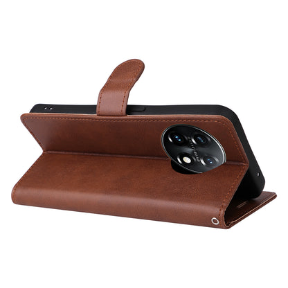 KT Leather Series-2 For OnePlus 11 5G Flip Stand Phone Cover PU Leather Solid Color Wallet Case