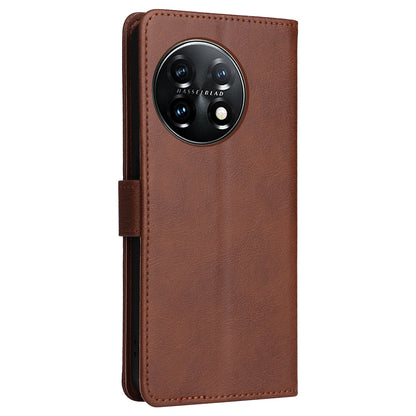 KT Leather Series-2 For OnePlus 11 5G Flip Stand Phone Cover PU Leather Solid Color Wallet Case