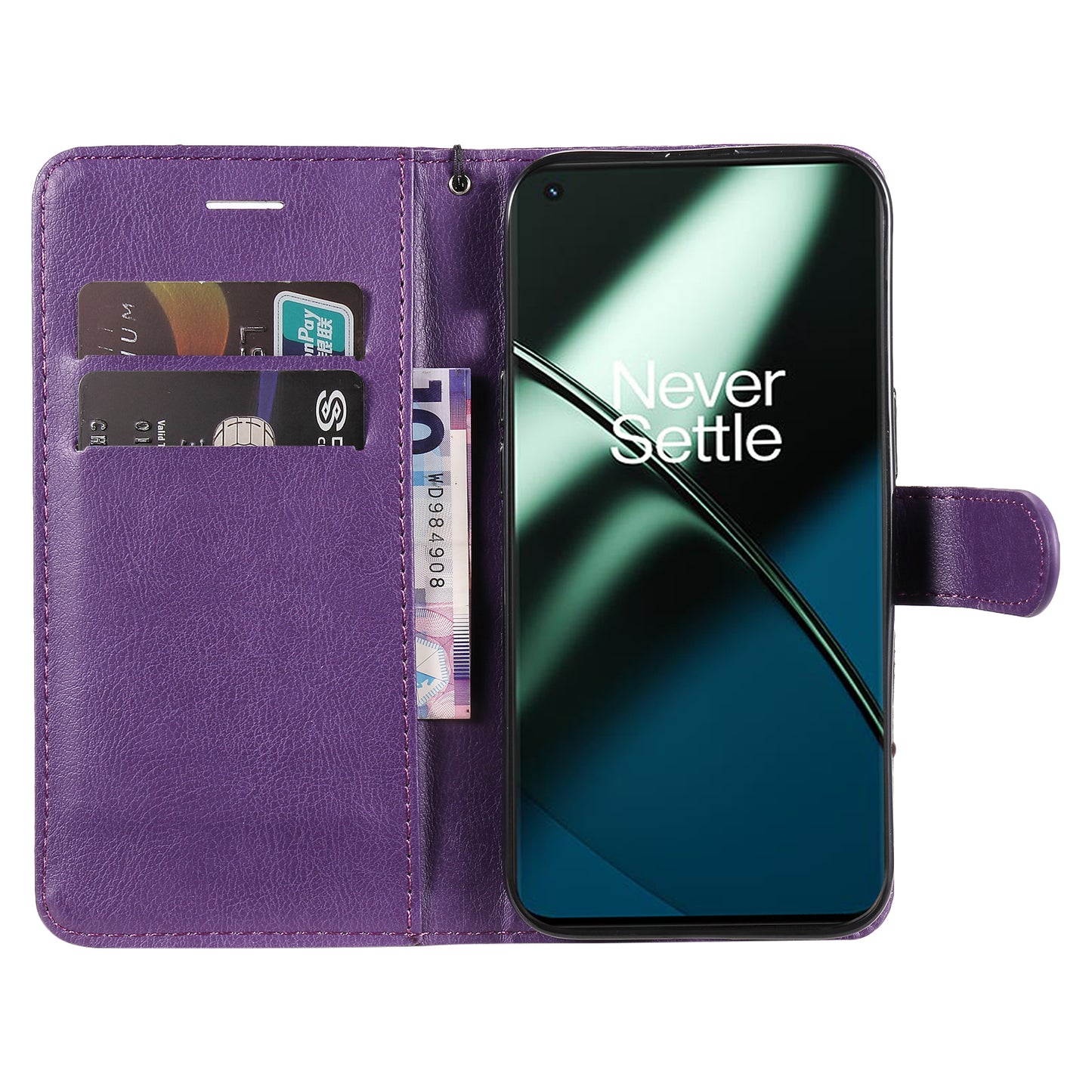 KT Leather Series-2 For OnePlus 11 5G Flip Stand Phone Cover PU Leather Solid Color Wallet Case
