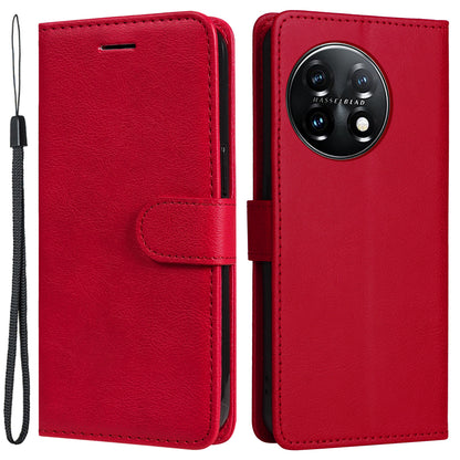 KT Leather Series-2 For OnePlus 11 5G Flip Stand Phone Cover PU Leather Solid Color Wallet Case