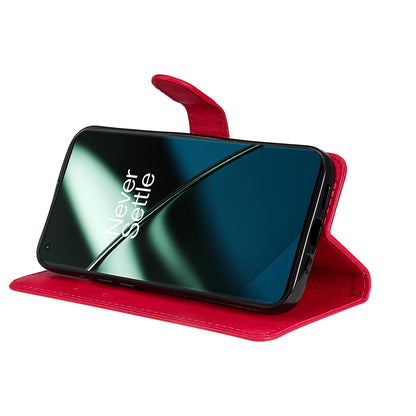 KT Leather Series-2 For OnePlus 11 5G Flip Stand Phone Cover PU Leather Solid Color Wallet Case