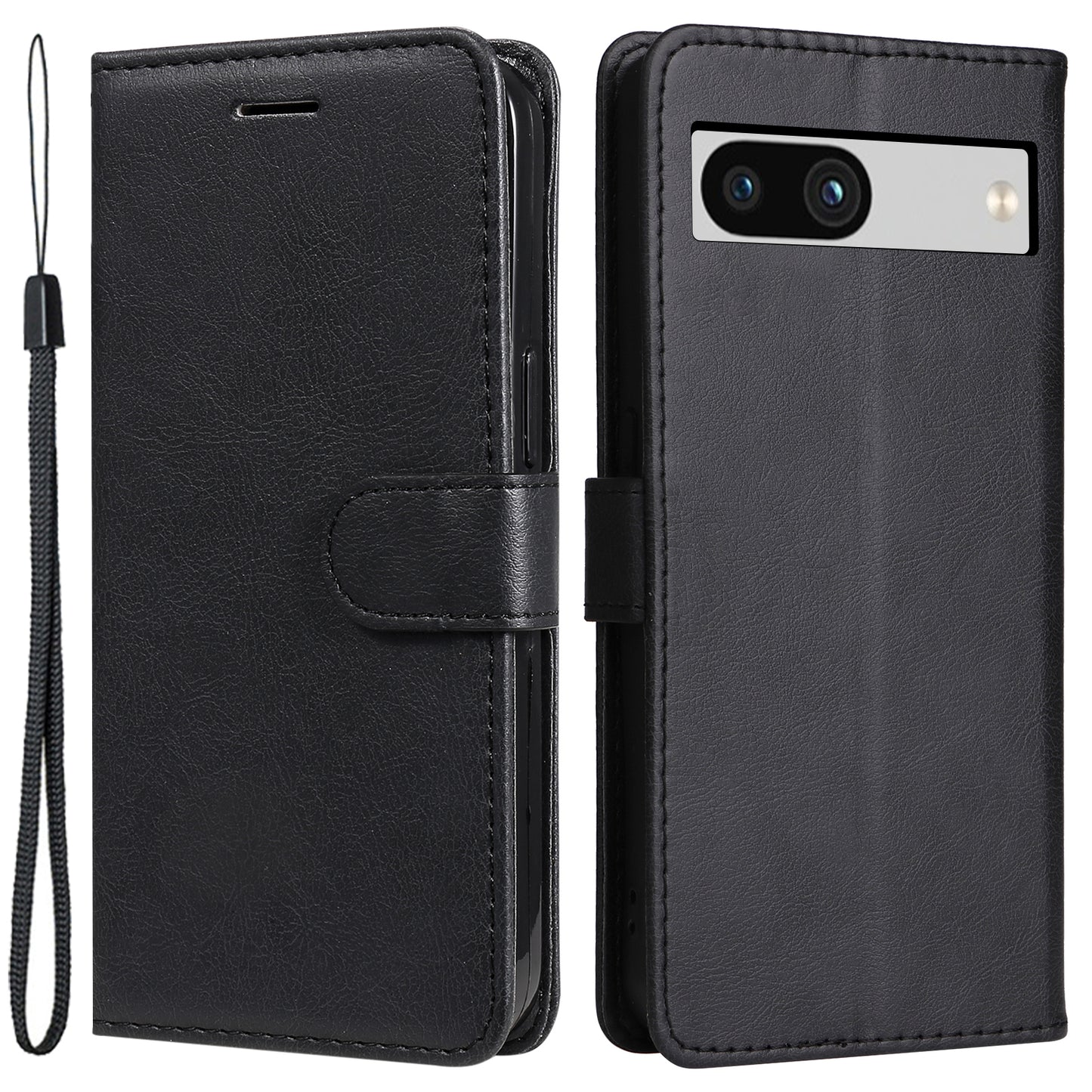 KT Leather Series-2 For Google Pixel 7a PU Leather Protective Cover Stand Wallet Solid Color Phone Case