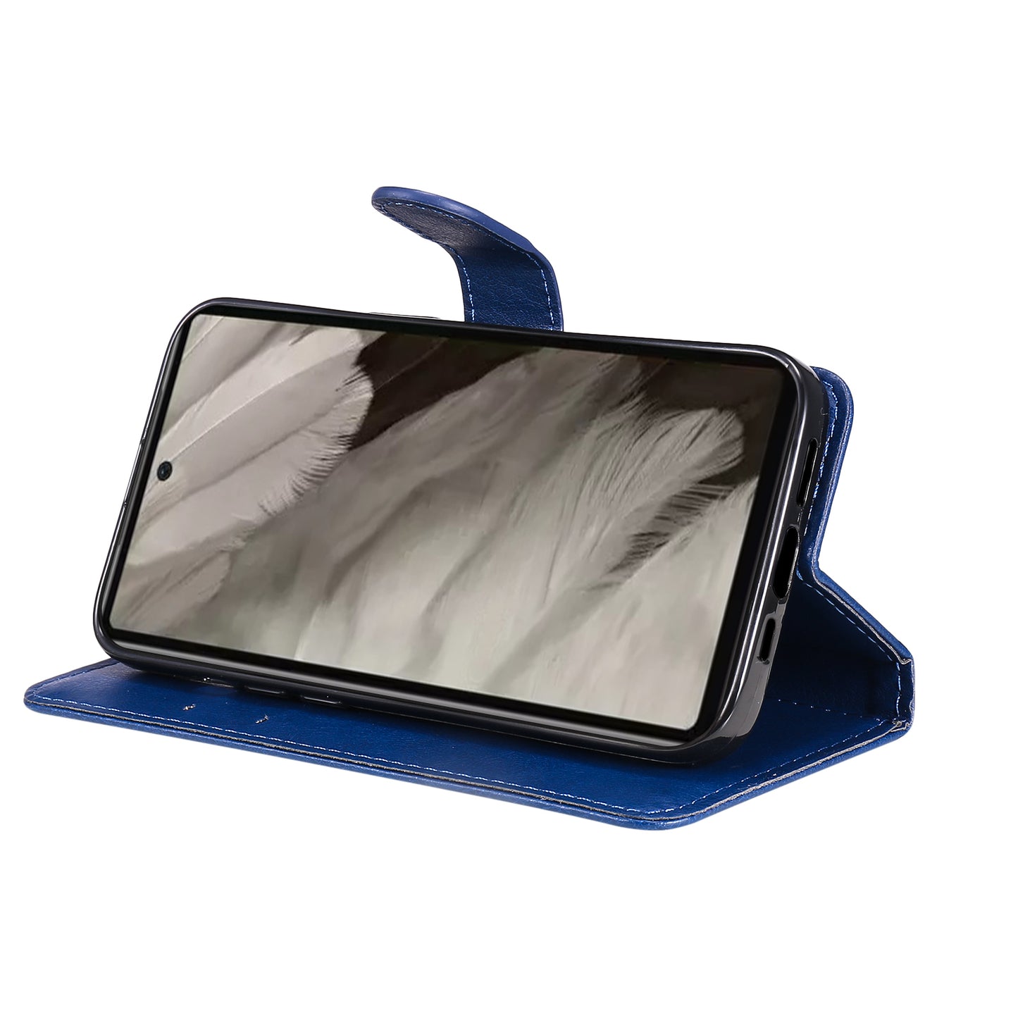 KT Leather Series-2 For Google Pixel 7a PU Leather Protective Cover Stand Wallet Solid Color Phone Case