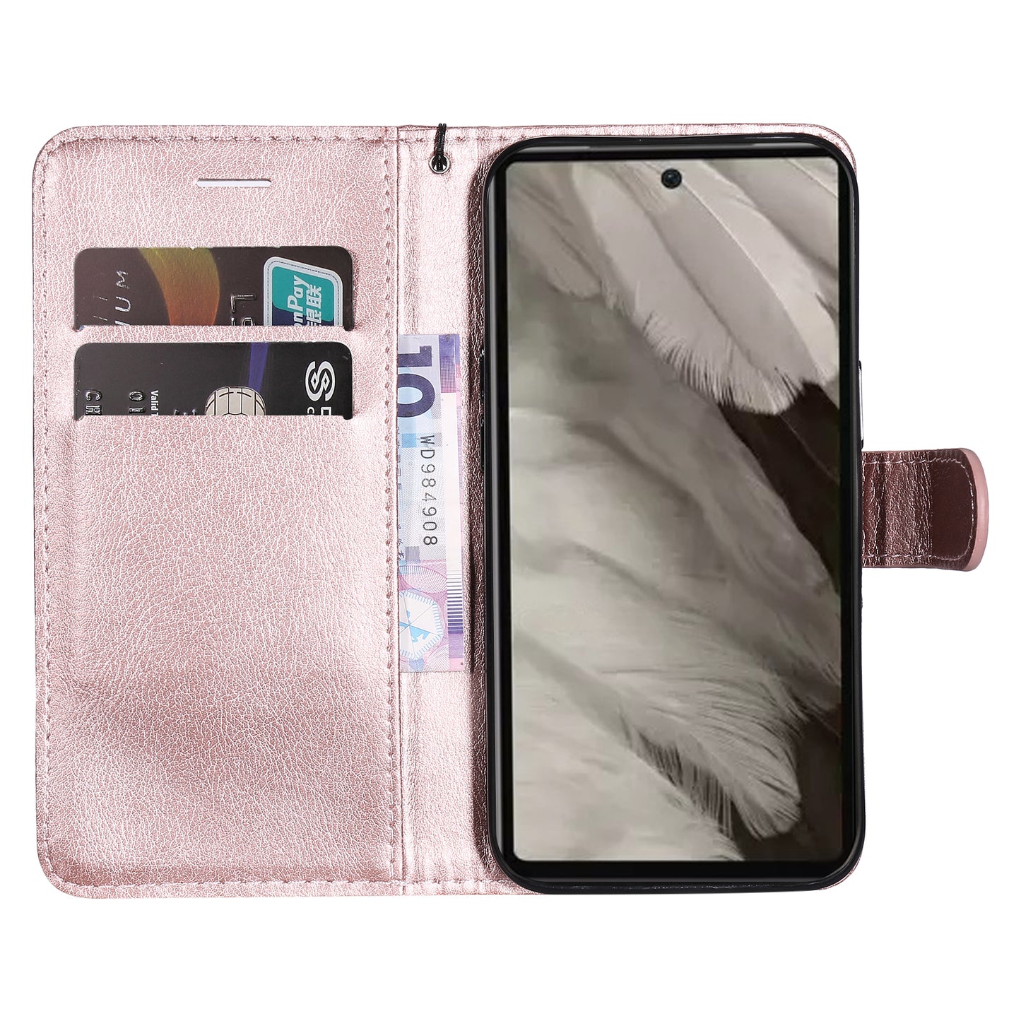 KT Leather Series-2 For Google Pixel 7a PU Leather Protective Cover Stand Wallet Solid Color Phone Case