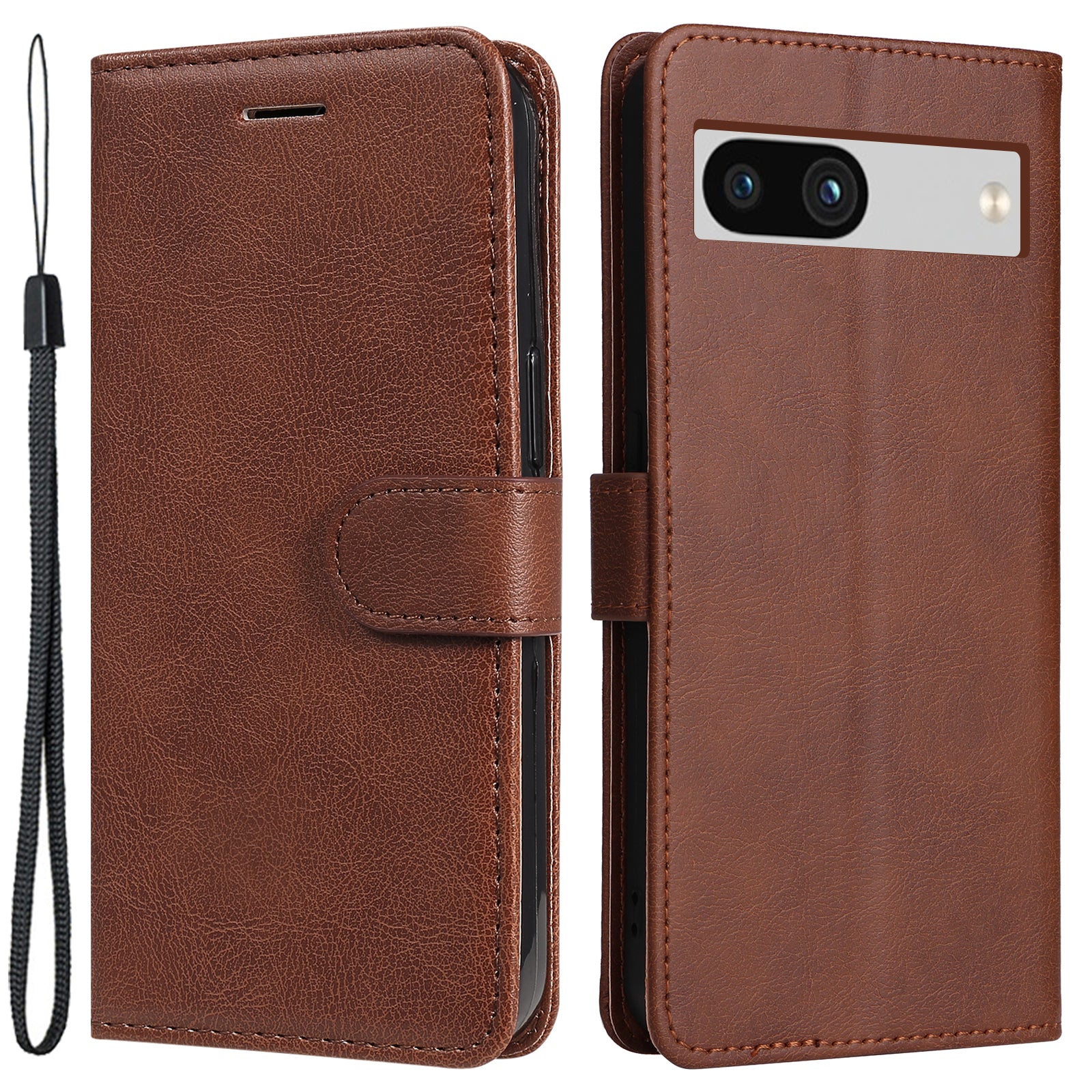 KT Leather Series-2 For Google Pixel 7a PU Leather Protective Cover Stand Wallet Solid Color Phone Case