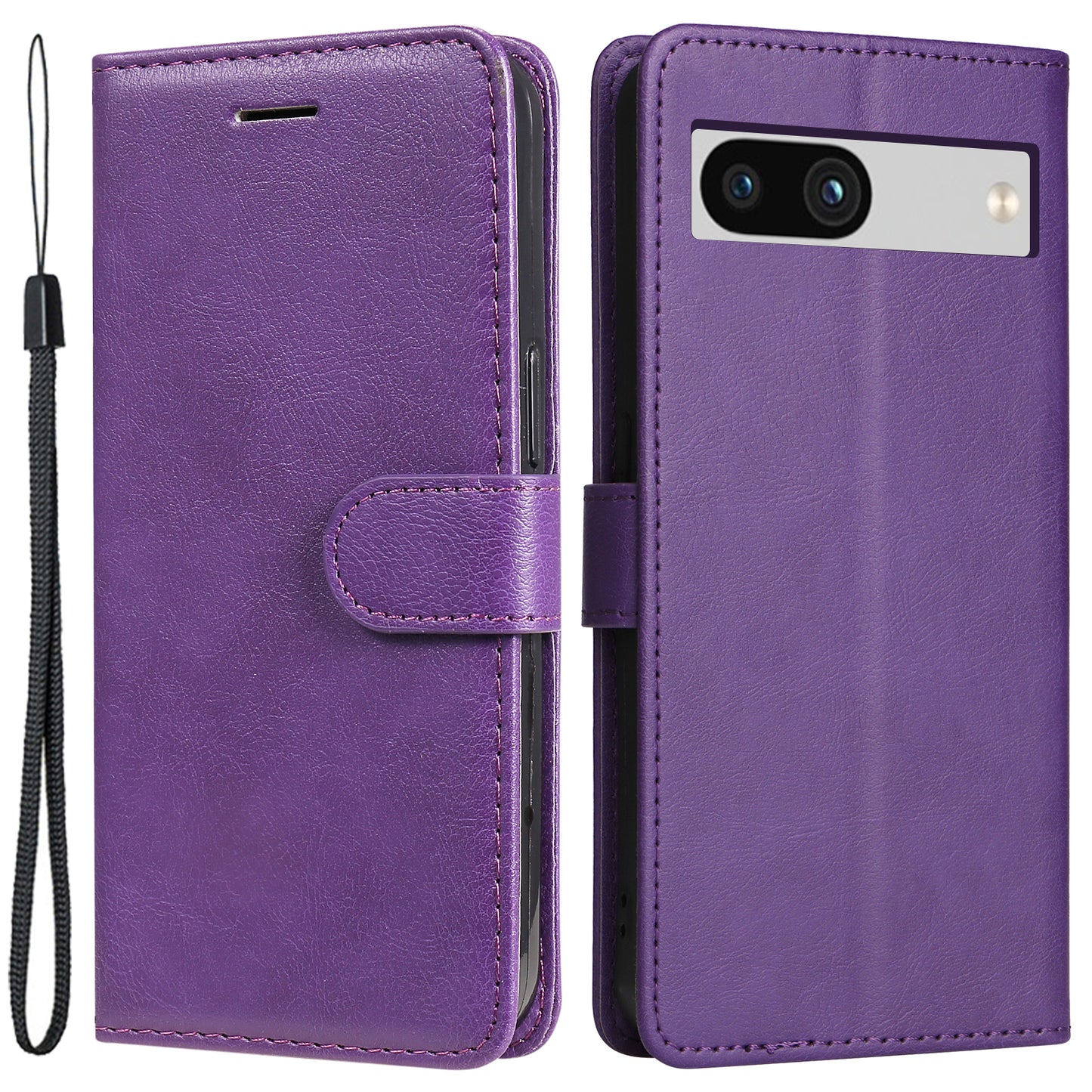 KT Leather Series-2 For Google Pixel 7a PU Leather Protective Cover Stand Wallet Solid Color Phone Case