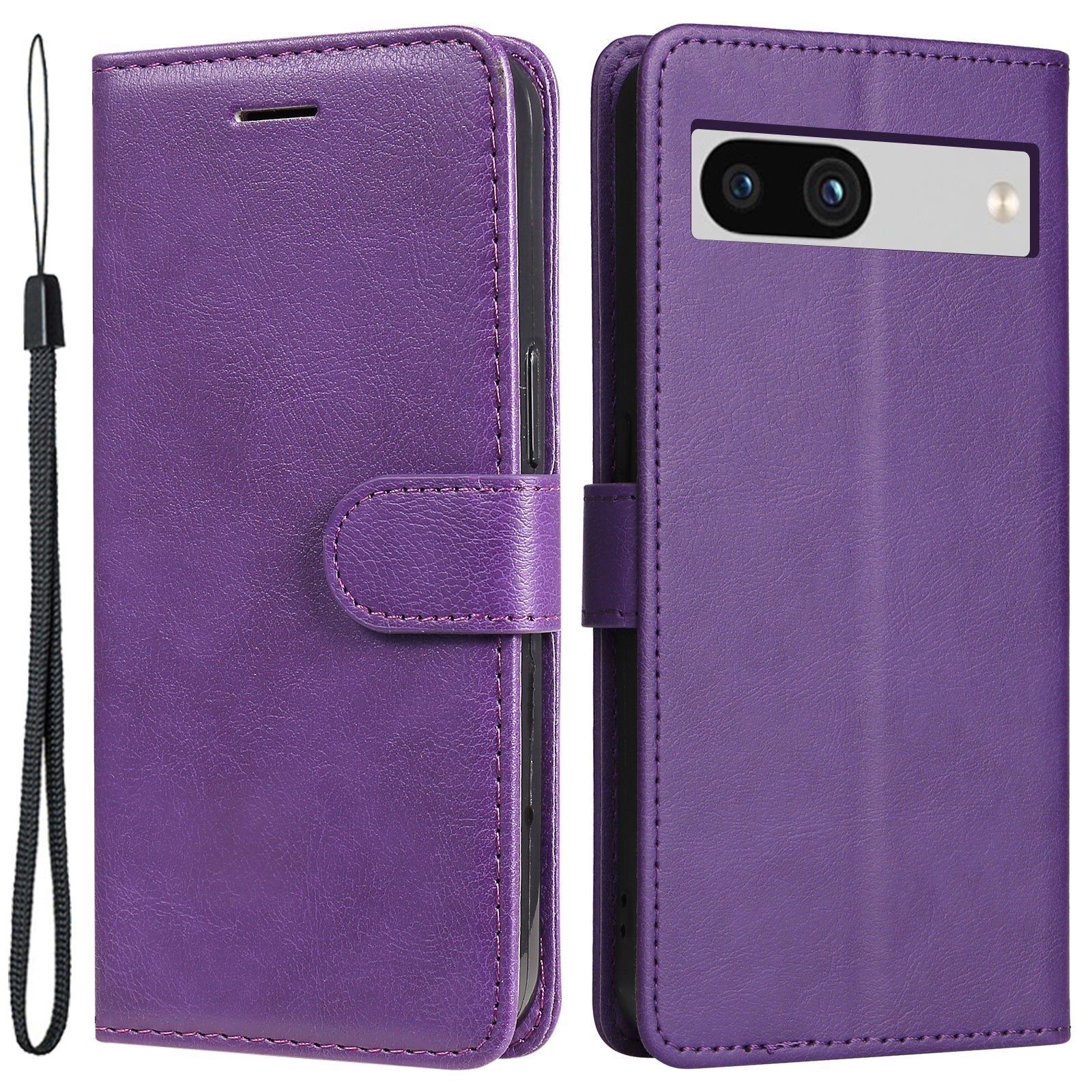 KT Leather Series-2 For Google Pixel 7a PU Leather Protective Cover Stand Wallet Solid Color Phone Case