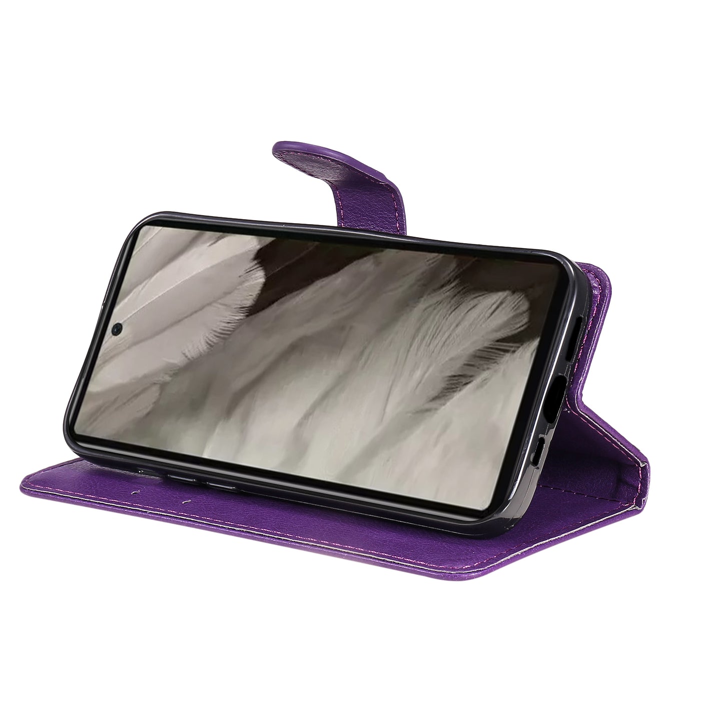 KT Leather Series-2 For Google Pixel 7a PU Leather Protective Cover Stand Wallet Solid Color Phone Case