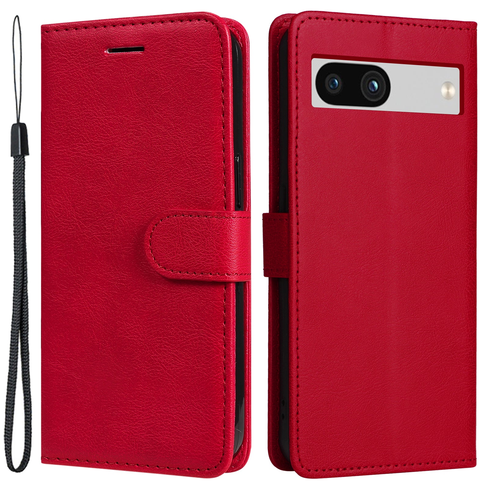 KT Leather Series-2 For Google Pixel 7a PU Leather Protective Cover Stand Wallet Solid Color Phone Case
