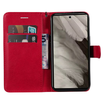 KT Leather Series-2 For Google Pixel 7a PU Leather Protective Cover Stand Wallet Solid Color Phone Case