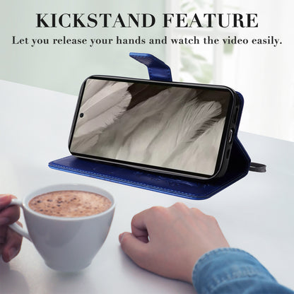 KT Imprinting Flower Series-2 For Google Pixel 7a PU Leather Stand Cover Butterfly Flower Imprinted Wallet Phone Case