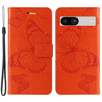 KT Imprinting Flower Series-2 For Google Pixel 7a PU Leather Stand Cover Butterfly Flower Imprinted Wallet Phone Case