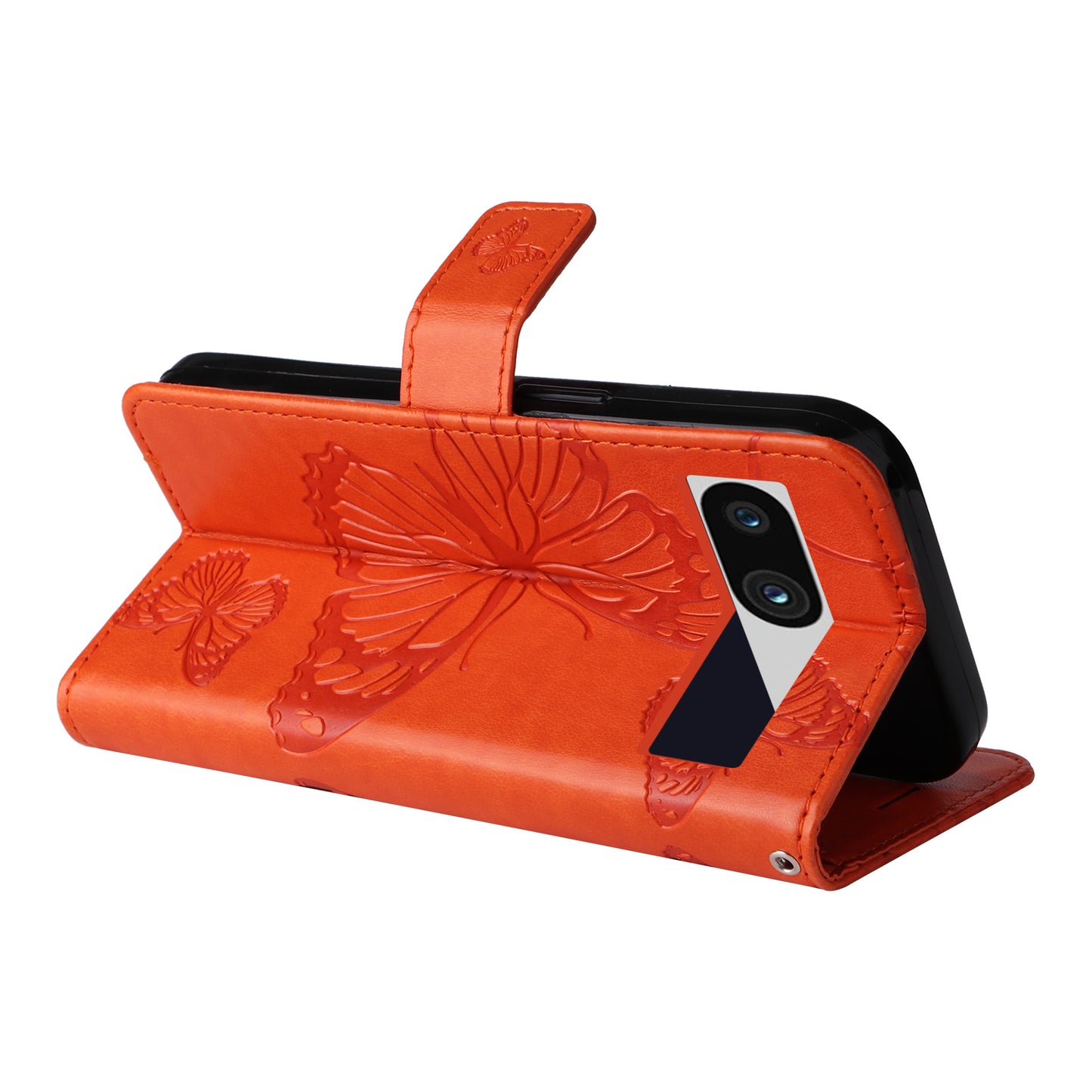 KT Imprinting Flower Series-2 For Google Pixel 7a PU Leather Stand Cover Butterfly Flower Imprinted Wallet Phone Case