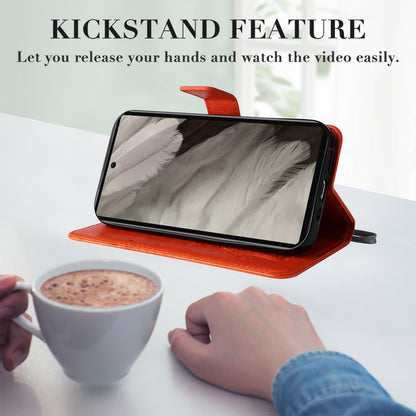 KT Imprinting Flower Series-2 For Google Pixel 7a PU Leather Stand Cover Butterfly Flower Imprinted Wallet Phone Case