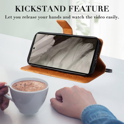 KT Imprinting Flower Series-2 For Google Pixel 7a PU Leather Stand Cover Butterfly Flower Imprinted Wallet Phone Case