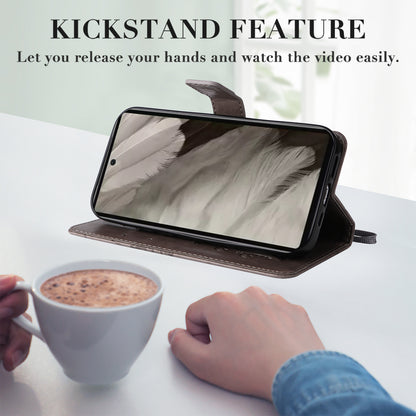 KT Imprinting Flower Series-2 For Google Pixel 7a PU Leather Stand Cover Butterfly Flower Imprinted Wallet Phone Case