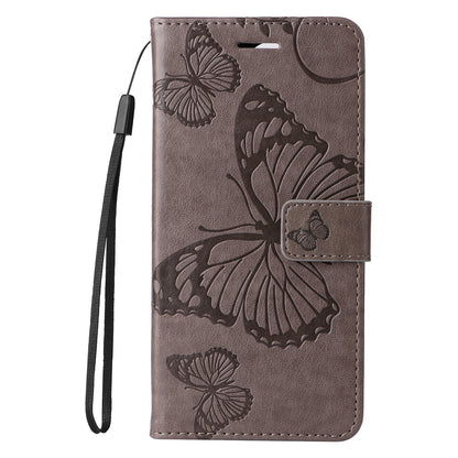 KT Imprinting Flower Series-2 For Google Pixel 7a PU Leather Stand Cover Butterfly Flower Imprinted Wallet Phone Case