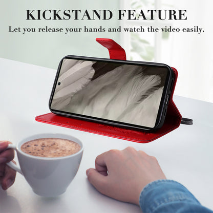 KT Imprinting Flower Series-2 For Google Pixel 7a PU Leather Stand Cover Butterfly Flower Imprinted Wallet Phone Case