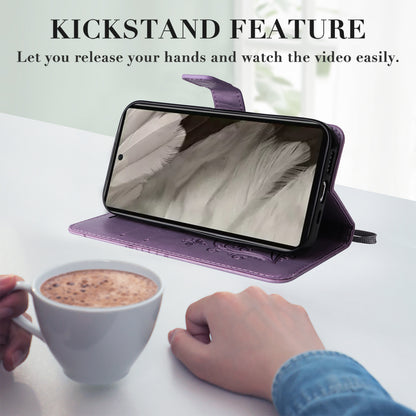 KT Imprinting Flower Series-2 For Google Pixel 7a PU Leather Stand Cover Butterfly Flower Imprinted Wallet Phone Case