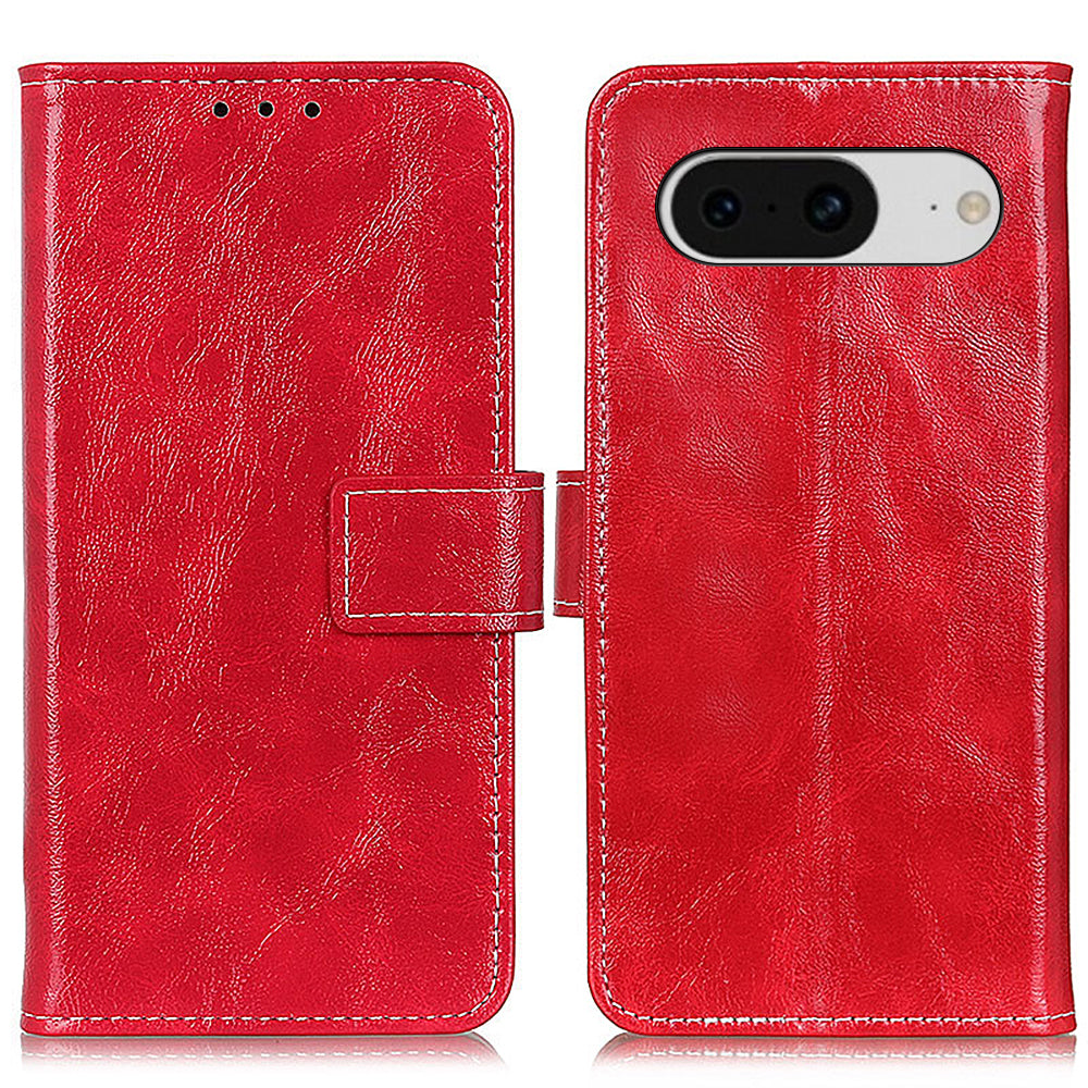 Retro Crazy Horse Texture Leather Case for Google Pixel 8 , Stand Wallet Cell Phone Cover