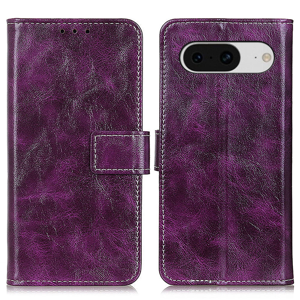 Retro Crazy Horse Texture Leather Case for Google Pixel 8 , Stand Wallet Cell Phone Cover