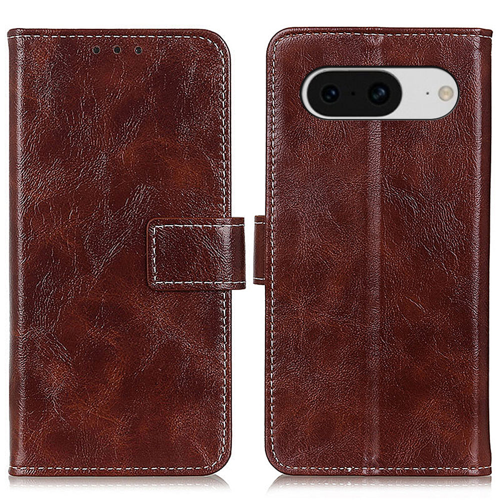 Retro Crazy Horse Texture Leather Case for Google Pixel 8 , Stand Wallet Cell Phone Cover