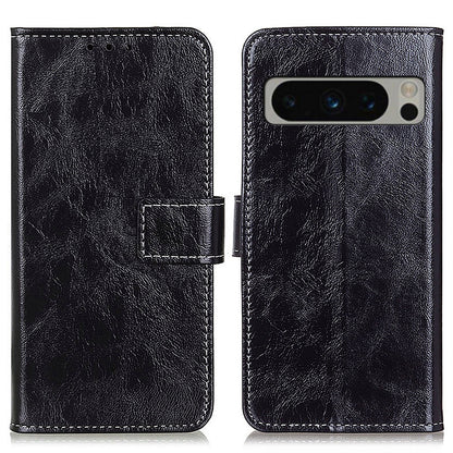 PU Leather Stand Case for Google Pixel 8 Pro , Retro Crazy Horse Texture Wallet Protective Cover