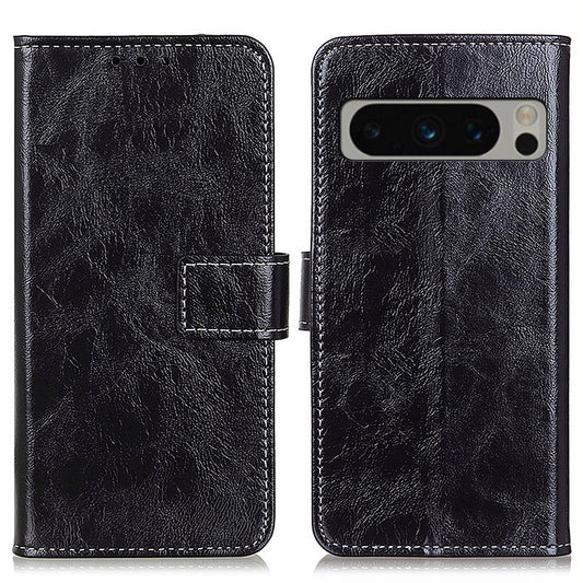 PU Leather Stand Case for Google Pixel 8 Pro , Retro Crazy Horse Texture Wallet Protective Cover