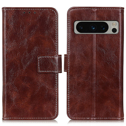 PU Leather Stand Case for Google Pixel 8 Pro , Retro Crazy Horse Texture Wallet Protective Cover