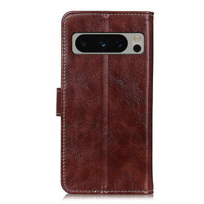 PU Leather Stand Case for Google Pixel 8 Pro , Retro Crazy Horse Texture Wallet Protective Cover