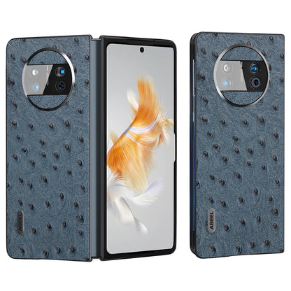 For Huawei Mate X3 5G Anti-Drop Phone Case Ostrich Texture PC TPU Genuine Cow Leather Back Cover