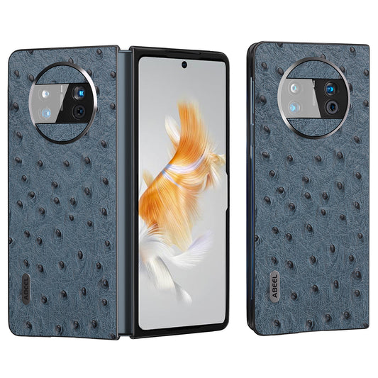 For Huawei Mate X3 5G Anti-Drop Phone Case Ostrich Texture PC TPU Genuine Cow Leather Back Cover