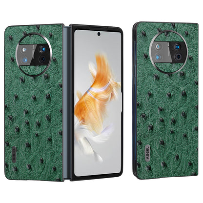 For Huawei Mate X3 5G Anti-Drop Phone Case Ostrich Texture PC TPU Genuine Cow Leather Back Cover