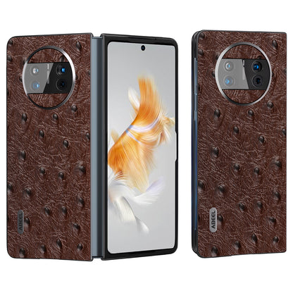 For Huawei Mate X3 5G Anti-Drop Phone Case Ostrich Texture PC TPU Genuine Cow Leather Back Cover