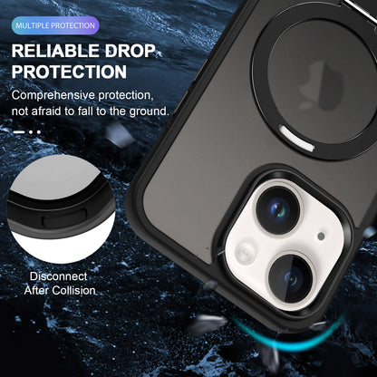 For iPhone 13 / 14 6.1 inch Compatible with MagSafe Phone Case PC+TPU Ring Kickstand Protective Cover