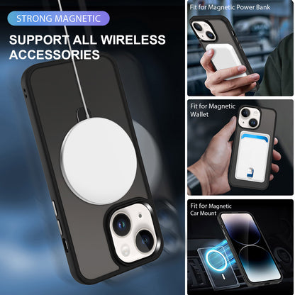 For iPhone 13 / 14 6.1 inch Compatible with MagSafe Phone Case PC+TPU Ring Kickstand Protective Cover