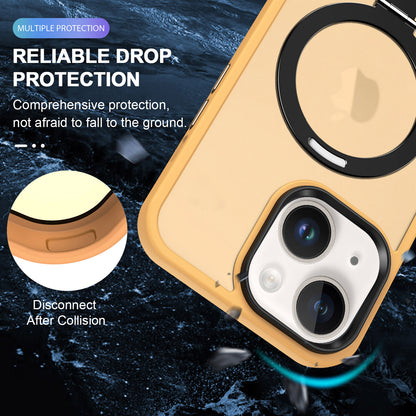For iPhone 13 / 14 6.1 inch Compatible with MagSafe Phone Case PC+TPU Ring Kickstand Protective Cover