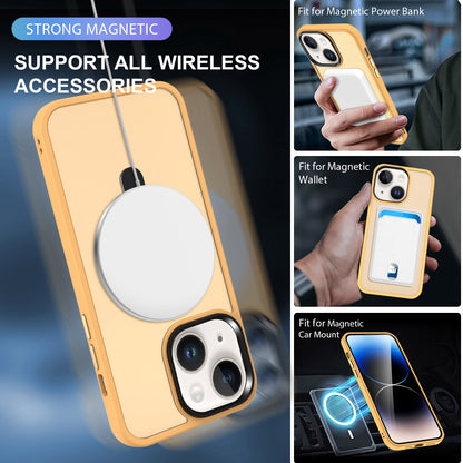 For iPhone 13 / 14 6.1 inch Compatible with MagSafe Phone Case PC+TPU Ring Kickstand Protective Cover