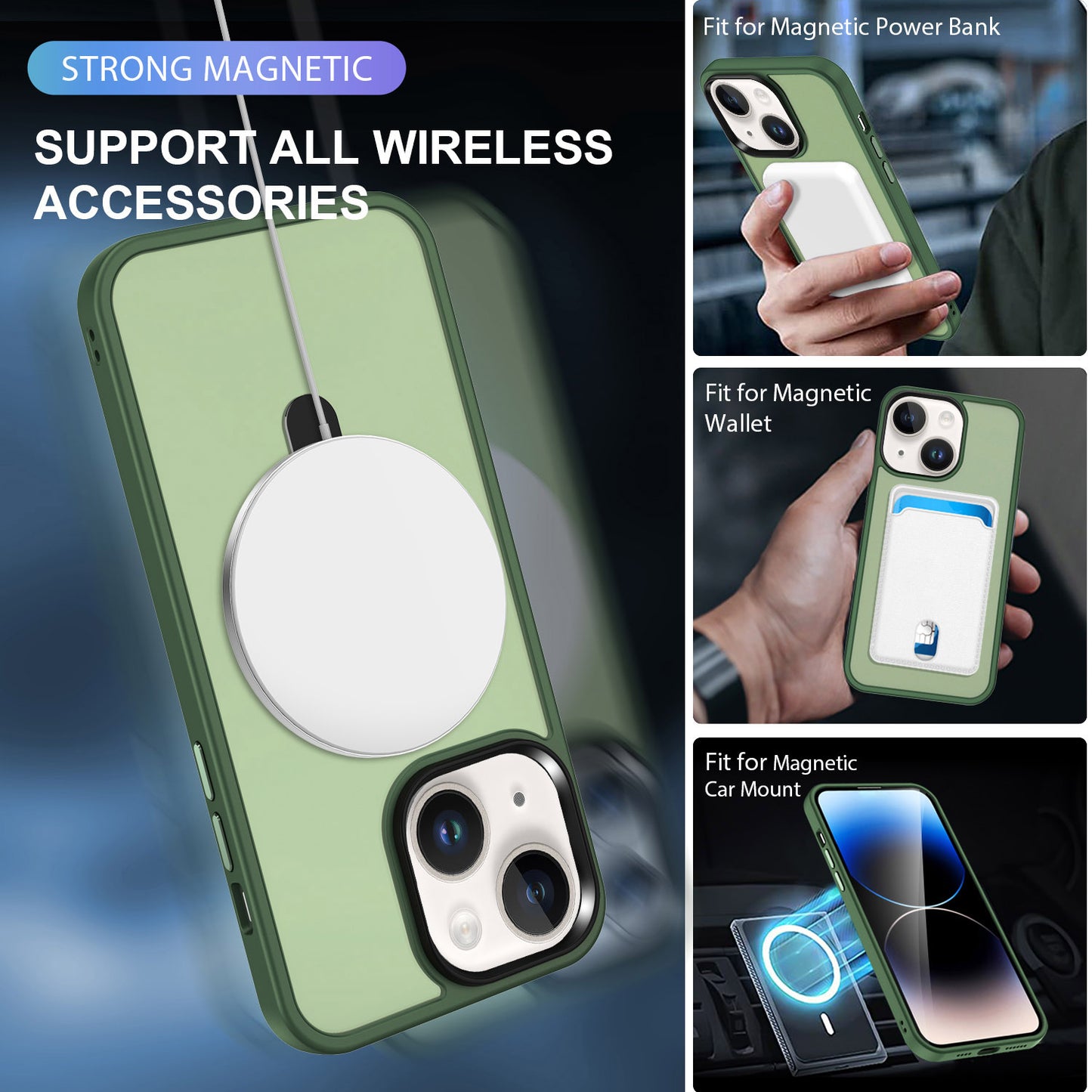 For iPhone 13 / 14 6.1 inch Compatible with MagSafe Phone Case PC+TPU Ring Kickstand Protective Cover