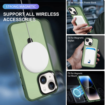 For iPhone 13 / 14 6.1 inch Compatible with MagSafe Phone Case PC+TPU Ring Kickstand Protective Cover