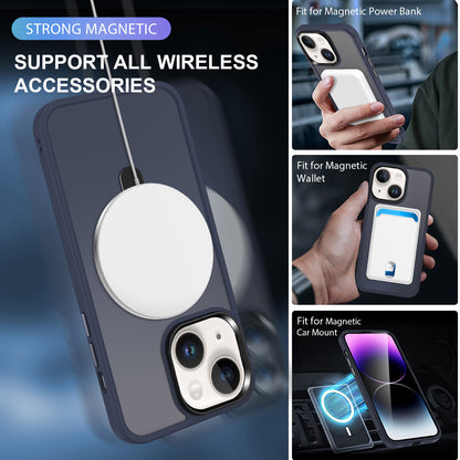 For iPhone 13 / 14 6.1 inch Compatible with MagSafe Phone Case PC+TPU Ring Kickstand Protective Cover