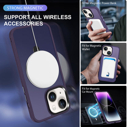 For iPhone 13 / 14 6.1 inch Compatible with MagSafe Phone Case PC+TPU Ring Kickstand Protective Cover