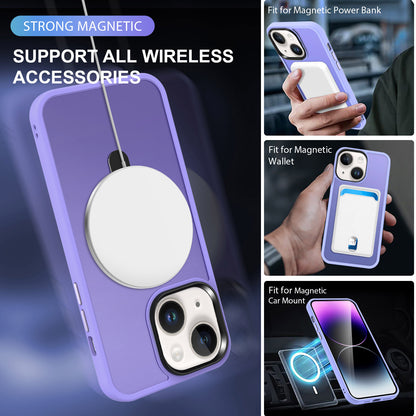 For iPhone 13 / 14 6.1 inch Compatible with MagSafe Phone Case PC+TPU Ring Kickstand Protective Cover