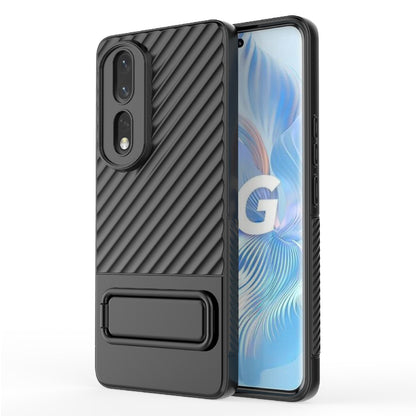 Rugged TPU Phone Case for Honor 80 Pro 5G Anti-Drop Shockproof Kickstand Phone Cover