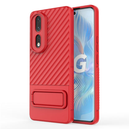 Rugged TPU Phone Case for Honor 80 Pro 5G Anti-Drop Shockproof Kickstand Phone Cover